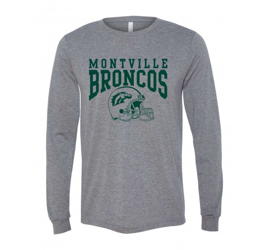 Montville Broncos Football Unisex "Retro" Vintage Triblend Long sleeve Tee